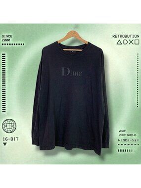 Dime Spell Out Long Sleeve Shirt Black Size XL
